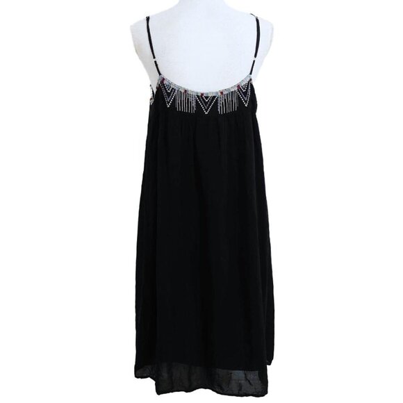 Johnny Was Lisa Babydoll Dress Black with Neckline Embroidery - Picture 5 of 10